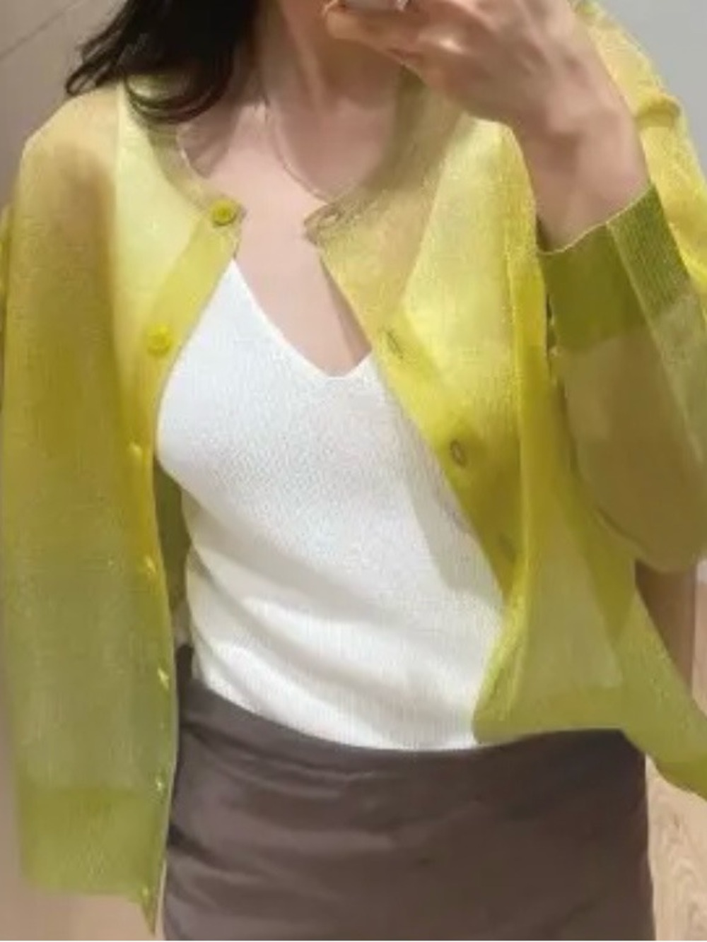 COS green FINE-KNIT OMBRÉ Cardigan